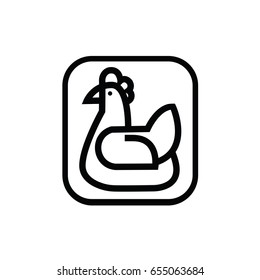 Chicken vector sketch icon linear flat style isolated on background for infographic, website or app