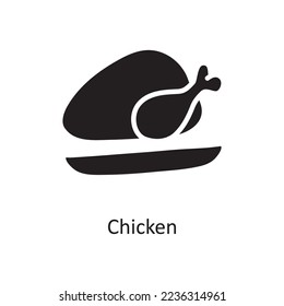 Chicken vector Solid Icon Design illustration. Christmas Symbol on White background EPS 10 File