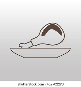 chicken and vegetable on plate, vector illustration