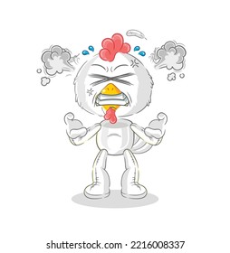 the chicken very angry mascot. cartoon vector