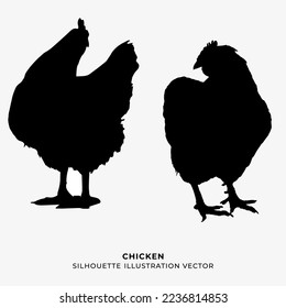 chicken views silhouette vector illustration