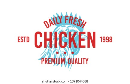 Chicken vintage logo. Hen, Rooster, Chicken head isolated on white background. Retro style label, poster, stamp. Vector illustration