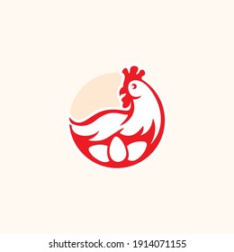 chicken Vintage logo, retro print, poster for Butchery meat shop, 
hen silhouette. Logo template for meat business, meat shop. 
Vector Illustration
