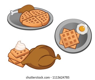 chicken and waffles Illustrations 