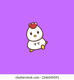 Chicken walking Cute Icon, Logo, and illustration Vector