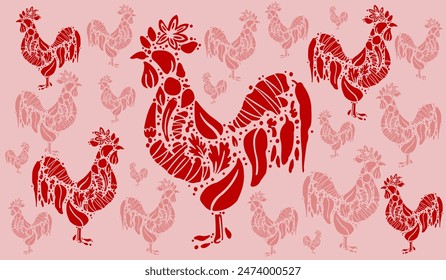 Chicken wallpaper vector illustration, Chicken vector icon, Chicken vector logo label.