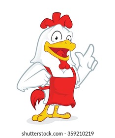 Chicken wearing an apron