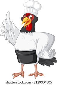 Chicken wearing chef outfit cartoon character illustration