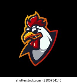 Chicken wearing glasses cartoon mascot logo design vector with modern illustration concept style for badge, emblem and t shirt printing