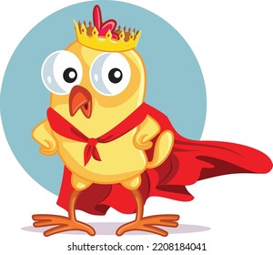 
Chicken Wearing a King Crown and Red Mantle Vector Mascot. Noble chick being the future king of the farmyard
