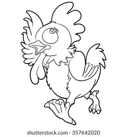 chicken whisper cartoon black and white ,line art vector