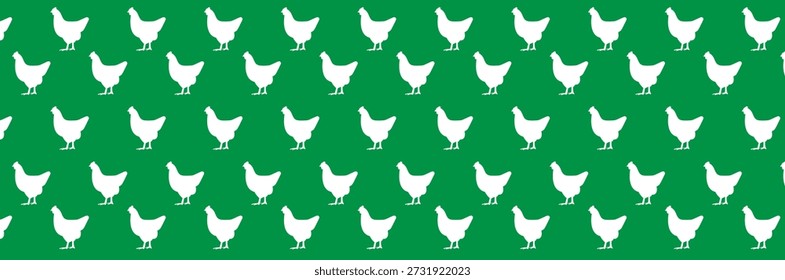chicken white, pattern on a green background, 