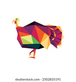 Chicken Wild Turkey Animal in Colorful Polygonal Abstract. Colorful Abstract Vector of Wild Turkey. Wild Turkey Colorful Animal Logo