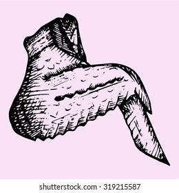 chicken wing, doodle style, sketch illustration