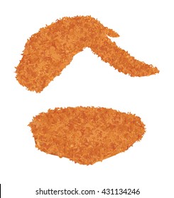 Chicken Wing Fried On A White Background