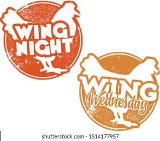 Chicken Wing Night and Wing Wednesday Stamps