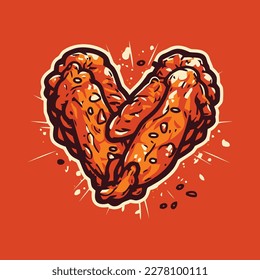 chicken wing with red background vector illustration