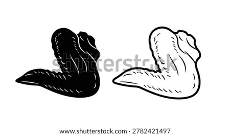 Chicken wing silhouettes black and white illustration silhouette