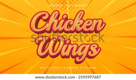 Chicken Wings 3d editable text effect Template suitable for fast food products