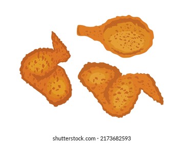 Icono de alas de pollo y palillos de tambor conjunto vector. Iconos de alitas de pollo fritas y de tambores aislados en un fondo blanco. Dibujo de comida rápida