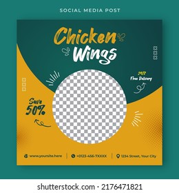 Chicken Wings Food Social Media Post Template