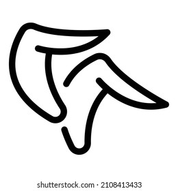 Icono de alas de pollo. Icono de vector de alas de pollo de contorno para diseño web aislado en fondo blanco