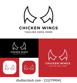 Chicken Wings Logo.Vector Illustration.Black And White.Food Logo.