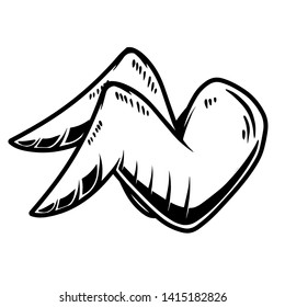Chicken wings on white background. Design element for logo, label, sign, poster, card, banner, flyer. Vector illustration