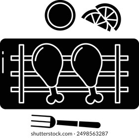 Chicken wings solid glyph vector illustration
