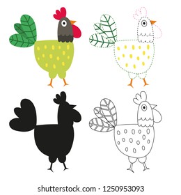 chicken worksheet vector design
