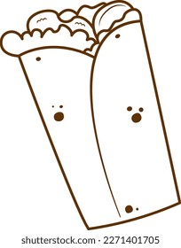 Chicken wrap kebab outline icon