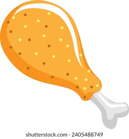 pollo,pierna frita pierna de pollo lisa ilustración de vector plana icono clipart