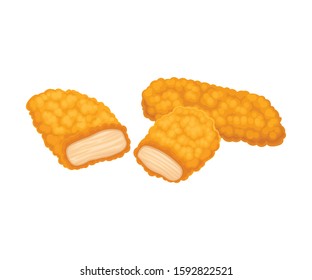 Chicken-fried and Roasted Parts Isolated on White Background