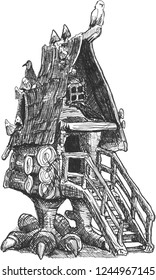 Chicken-legged hut is the dwelling of Baba Yaga, who is one of the main characters of Russian fairy tales.