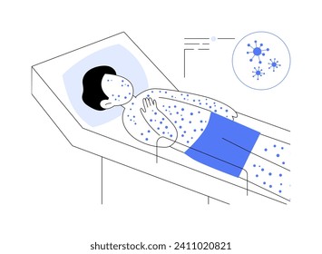 Chickenpox abstract concept vector illustration. Kid with chickenpox infection, varicella virus, medicine industry, pediatric infectious diseases, contagious illness abstract metaphor.