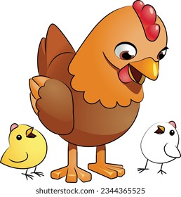 Chickens and chickens designed vector