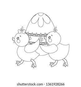 Chickens and egg outline