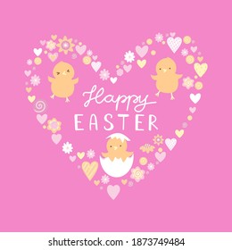 
chickens with flowers in heart shape