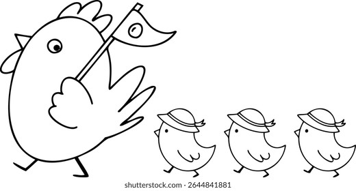 Pollos aislados sobre fondo blanco Ilustración vectorial