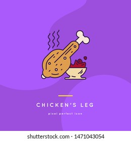Chicken's leg Fast Food icons set. Elements of food set. Simple icon for websites, web design, mobile app, info graphics