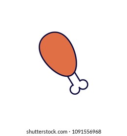 Chicken's leg icon. Element of simple colored web icon for mobile concept and web apps. Isolated Chicken's leg icon can be used for web and mobile. Premium icon on white background