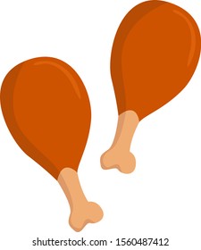 pierna de pollo, ilustración, vector sobre fondo blanco.