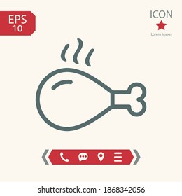 Chicken's leg line icon, outline vector illustration.