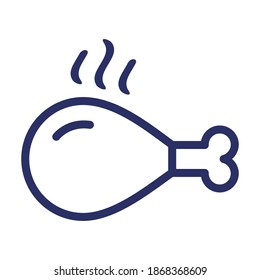 Chicken's leg line icon, outline vector illustration.