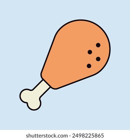 Chicken's leg vector icon. Fast food sign. Graph symbol for cooking web site and apps design, logo, app, UI