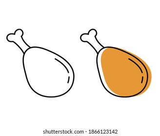 chicken's meat. Top quality farm products. Vector icons in flat style