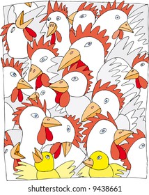 a lot of chickens press together
