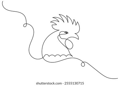 Chickens rooster continuous line drawing and minimalist style isolate outline  vector icon