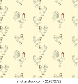 chickens seamless pattern background