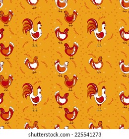 chickens seamless pattern background